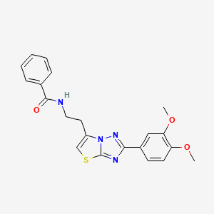 molecular formula C21H20N4O3S B2548985 N-(2-(2-(3,4-ジメトキシフェニル)チアゾロ[3,2-b][1,2,4]トリアゾール-6-イル)エチル)ベンザミド CAS No. 894041-86-2