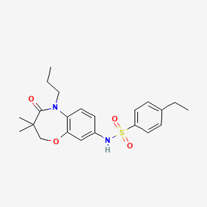 molecular formula C22H28N2O4S B2548993 N-(3,3-二甲基-4-氧代-5-丙基-2,3,4,5-四氢苯并[b][1,4]恶二嗪-8-基)-4-乙基苯磺酰胺 CAS No. 922049-60-3