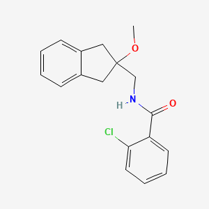 molecular formula C18H18ClNO2 B2549000 2-chloro-N-((2-methoxy-2,3-dihydro-1H-inden-2-yl)methyl)benzamide CAS No. 2034444-85-2
