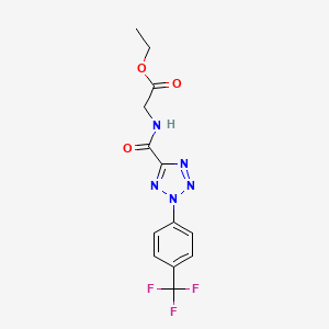 molecular formula C13H12F3N5O3 B2549011 ethyl 2-(2-(4-(trifluoromethyl)phenyl)-2H-tetrazole-5-carboxamido)acetate CAS No. 1396844-37-3