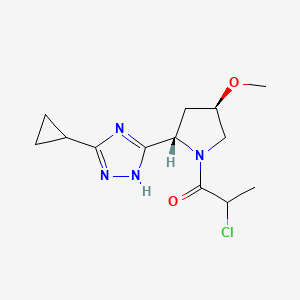 molecular formula C13H19ClN4O2 B2549024 2-Chloro-1-[(2S,4R)-2-(3-cyclopropyl-1H-1,2,4-triazol-5-yl)-4-methoxypyrrolidin-1-yl]propan-1-one CAS No. 2411184-06-8