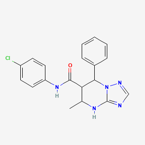 molecular formula C19H18ClN5O B2549035 N-(4-chlorophenyl)-5-methyl-7-phenyl-4,5,6,7-tetrahydro-[1,2,4]triazolo[1,5-a]pyrimidine-6-carboxamide CAS No. 1212381-82-2
