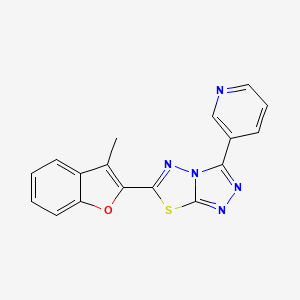 molecular formula C17H11N5OS B2549039 6-(3-甲基苯并呋喃-2-基)-3-(吡啶-3-基)-[1,2,4]三唑并[3,4-b][1,3,4]噻二唑 CAS No. 853891-73-3