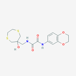 molecular formula C16H20N2O5S2 B2549044 N'-(2,3-Dihydro-1,4-benzodioxin-6-yl)-N-[(6-hydroxy-1,4-dithiepan-6-yl)methyl]oxamide CAS No. 2415631-33-1