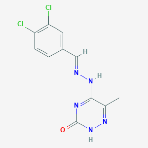 molecular formula C11H9Cl2N5O B254905 (E)-5-(2-(3,4-dichlorobenzylidene)hydrazinyl)-6-methyl-1,2,4-triazin-3(2H)-one 