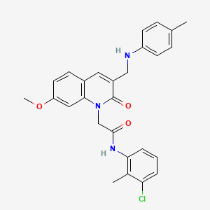 molecular formula C27H26ClN3O3 B2549053 N-(3-chloro-2-methylphenyl)-2-(7-methoxy-2-oxo-3-((p-tolylamino)methyl)quinolin-1(2H)-yl)acetamide CAS No. 893788-88-0