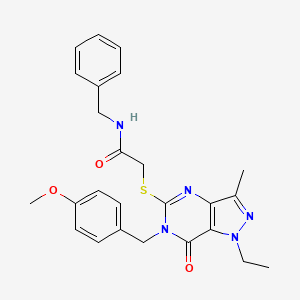 N-benzyl-2-({1-ethyl-6-[(4-methoxyphenyl)methyl]-3-methyl-7-oxo-1H,6H,7H-pyrazolo[4,3-d]pyrimidin-5-yl}sulfanyl)acetamide