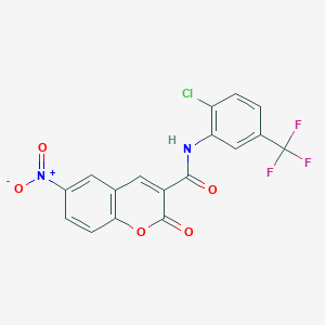 molecular formula C17H8ClF3N2O5 B2549067 N-[2-chloro-5-(trifluoromethyl)phenyl]-6-nitro-2-oxochromene-3-carboxamide CAS No. 317327-60-9