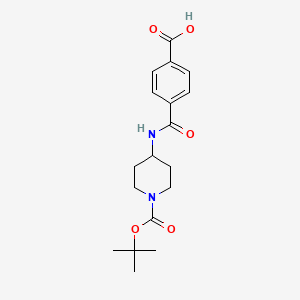 molecular formula C18H24N2O5 B2549069 4-[1-(叔丁氧羰基)哌啶-4-基氨基甲酰基]苯甲酸 CAS No. 1233953-17-7