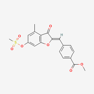 molecular formula C19H16O7S B2549071 (Z)-methyl 4-((4-methyl-6-((methylsulfonyl)oxy)-3-oxobenzofuran-2(3H)-ylidene)methyl)benzoate CAS No. 903863-06-9