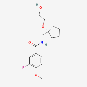molecular formula C16H22FNO4 B2549074 3-fluoro-N-((1-(2-hydroxyethoxy)cyclopentyl)methyl)-4-methoxybenzamide CAS No. 2175979-51-6