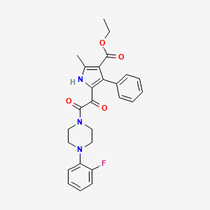 molecular formula C26H26FN3O4 B2549083 ethyl 5-(2-(4-(2-fluorophenyl)piperazin-1-yl)-2-oxoacetyl)-2-methyl-4-phenyl-1H-pyrrole-3-carboxylate CAS No. 1105204-79-2