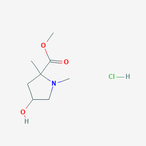 molecular formula C8H16ClNO3 B2549100 Methyl 4-hydroxy-1,2-dimethylpyrrolidine-2-carboxylate hydrochloride CAS No. 2089255-28-5