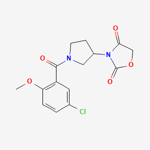 molecular formula C15H15ClN2O5 B2549102 3-(1-(5-Chloro-2-methoxybenzoyl)pyrrolidin-3-yl)oxazolidine-2,4-dione CAS No. 2034383-35-0