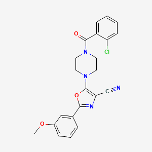 molecular formula C22H19ClN4O3 B2549106 5-(4-(2-氯苯甲酰基)哌嗪-1-基)-2-(3-甲氧基苯基)恶唑-4-腈 CAS No. 946308-89-0