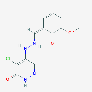 molecular formula C12H11ClN4O3 B254911 5-chloro-4-[2-[(Z)-(5-methoxy-6-oxocyclohexa-2,4-dien-1-ylidene)methyl]hydrazinyl]-1H-pyridazin-6-one 