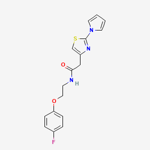 molecular formula C17H16FN3O2S B2549111 2-(2-(1H-pyrrol-1-yl)thiazol-4-yl)-N-(2-(4-fluorophenoxy)ethyl)acetamide CAS No. 1171086-79-5