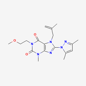 molecular formula C18H24N6O3 B2549112 8-(3,5-Dimethylpyrazolyl)-1-(2-methoxyethyl)-3-methyl-7-(2-methylprop-2-enyl)-1,3,7-trihydropurine-2,6-dione CAS No. 1014009-08-5