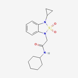 N-cyclohexyl-2-(3-cyclopropyl-2,2-dioxo-1,3-dihydro-2lambda6,1,3-benzothiadiazol-1-yl)acetamide