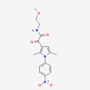 molecular formula C17H19N3O5 B2549125 2-[2,5-dimethyl-1-(4-nitrophenyl)-1H-pyrrol-3-yl]-N-(2-methoxyethyl)-2-oxoacetamide CAS No. 633318-60-2