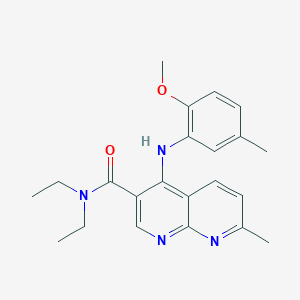 molecular formula C22H26N4O2 B2549128 N,N-二乙基-4-((2-甲氧基-5-甲基苯基)氨基)-7-甲基-1,8-萘啶-3-甲酰胺 CAS No. 1251601-42-9