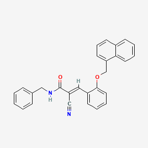 molecular formula C28H22N2O2 B2549130 (E)-N-benzyl-2-cyano-3-[2-(naphthalen-1-ylmethoxy)phenyl]prop-2-enamide CAS No. 340300-94-9