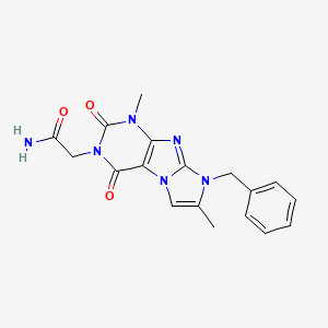 molecular formula C18H18N6O3 B2549132 2-(6-Benzyl-4,7-dimethyl-1,3-dioxopurino[7,8-a]imidazol-2-yl)acetamide CAS No. 876670-75-6