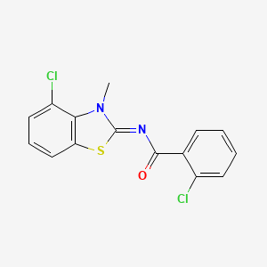 molecular formula C15H10Cl2N2OS B2549136 2-chloro-N-(4-chloro-3-methyl-1,3-benzothiazol-2-ylidene)benzamide CAS No. 865543-81-3