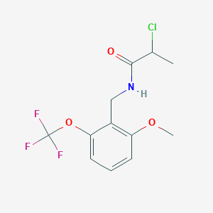 molecular formula C12H13ClF3NO3 B2549138 2-Chloro-N-[[2-methoxy-6-(trifluoromethoxy)phenyl]methyl]propanamide CAS No. 2411287-74-4