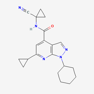 molecular formula C20H23N5O B2549151 N-(1-Cyanocyclopropyl)-1-cyclohexyl-6-cyclopropylpyrazolo[3,4-B]pyridine-4-carboxamide CAS No. 1465332-51-7