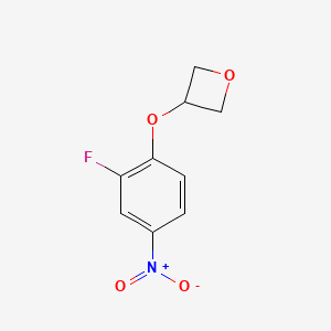 molecular formula C9H8FNO4 B2549157 3-(2-氟-4-硝基苯氧基)氧杂环丁烷 CAS No. 1356114-72-1