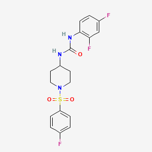 molecular formula C18H18F3N3O3S B2549175 N-(2,4-difluorophenyl)-N'-{1-[(4-fluorophenyl)sulfonyl]-4-piperidinyl}urea CAS No. 672950-44-6