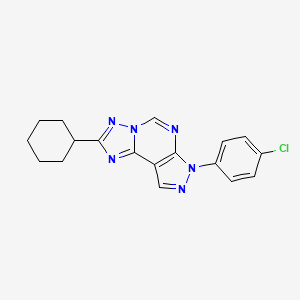 molecular formula C18H17ClN6 B2549183 7-(4-氯苯基)-2-环己基-7H-吡唑并[4,3-e][1,2,4]三唑并[1,5-c]嘧啶 CAS No. 847377-66-6