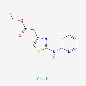 molecular formula C12H14ClN3O2S B2549191 盐酸2-(2-(吡啶-2-基氨基)噻唑-4-基)乙酸乙酯 CAS No. 1351645-63-0