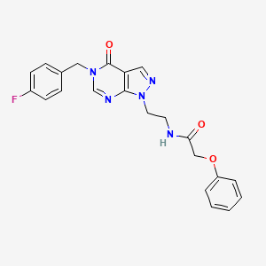 molecular formula C22H20FN5O3 B2549195 N-(2-(5-(4-氟苯甲基)-4-氧代-4,5-二氢-1H-吡唑并[3,4-d]嘧啶-1-基)乙基)-2-苯氧基乙酰胺 CAS No. 921917-45-5