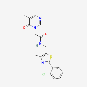 molecular formula C19H19ClN4O2S B2549196 N-((2-(2-chlorophenyl)-4-methylthiazol-5-yl)methyl)-2-(4,5-dimethyl-6-oxopyrimidin-1(6H)-yl)acetamide CAS No. 1421454-02-5