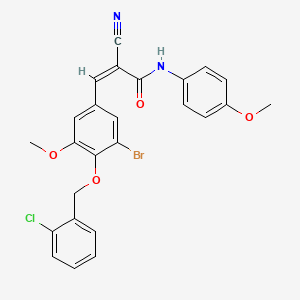 molecular formula C25H20BrClN2O4 B2549197 (Z)-3-[3-Bromo-4-[(2-chlorophenyl)methoxy]-5-methoxyphenyl]-2-cyano-N-(4-methoxyphenyl)prop-2-enamide CAS No. 357316-33-7