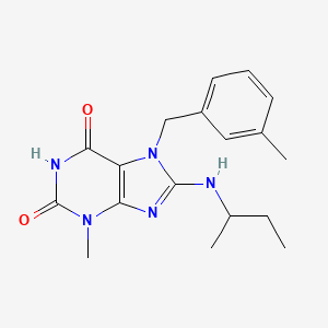 molecular formula C18H23N5O2 B2549206 8-sec-Butylamino-3-methyl-7-(3-methyl-benzyl)-3,7-dihydro-purine-2,6-dione CAS No. 361174-83-6