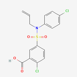 molecular formula C16H13Cl2NO4S B2549217 2-Chloro-5-[(4-chlorophenyl)(prop-2-en-1-yl)sulfamoyl]benzoic acid CAS No. 438030-95-6