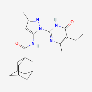 molecular formula C22H29N5O2 B2549223 N-[1-(5-ethyl-4-methyl-6-oxo-1,6-dihydropyrimidin-2-yl)-3-methyl-1H-pyrazol-5-yl]adamantane-1-carboxamide CAS No. 1001943-35-6