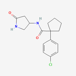 molecular formula C16H19ClN2O2 B2549233 1-(4-氯苯基)-N-(5-氧代吡咯烷-3-基)环戊烷甲酰胺 CAS No. 1351622-81-5