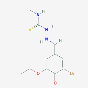molecular formula C11H14BrN3O2S B254924 1-[[(E)-(3-bromo-5-ethoxy-4-oxocyclohexa-2,5-dien-1-ylidene)methyl]amino]-3-methylthiourea 