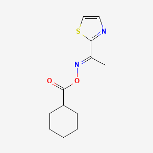 molecular formula C12H16N2O2S B2549261 [(E)-1-(1,3-噻唑-2-基)乙叉基氨基]环己烷羧酸酯 CAS No. 866149-26-0