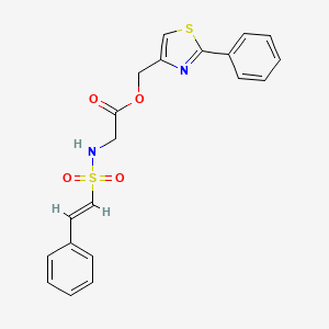 molecular formula C20H18N2O4S2 B2549262 (2-phenyl-1,3-thiazol-4-yl)methyl 2-[[(E)-2-phenylethenyl]sulfonylamino]acetate CAS No. 1012695-17-8