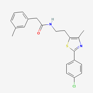 molecular formula C21H21ClN2OS B2549269 N-{2-[2-(4-chlorophenyl)-4-methyl-1,3-thiazol-5-yl]ethyl}-2-(3-methylphenyl)acetamide CAS No. 923251-49-4