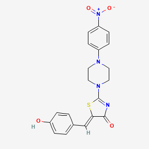 molecular formula C20H18N4O4S B2549270 (5Z)-5-(4-hydroxybenzylidene)-2-[4-(4-nitrophenyl)piperazin-1-yl]-1,3-thiazol-4(5H)-one CAS No. 877798-31-7