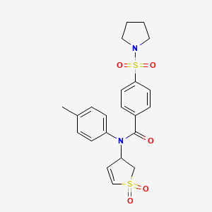 molecular formula C22H24N2O5S2 B2549271 N-(1,1-dioxido-2,3-dihydrothiophen-3-yl)-4-(pyrrolidin-1-ylsulfonyl)-N-(p-tolyl)benzamide CAS No. 863020-67-1