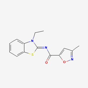 molecular formula C14H13N3O2S B2549278 (E)-N-(3-ethylbenzo[d]thiazol-2(3H)-ylidene)-3-methylisoxazole-5-carboxamide CAS No. 946205-68-1