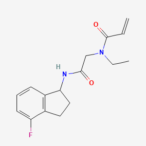 molecular formula C16H19FN2O2 B2549279 N-Ethyl-N-[2-[(4-fluoro-2,3-dihydro-1H-inden-1-yl)amino]-2-oxoethyl]prop-2-enamide CAS No. 2361792-86-9
