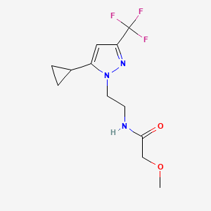 molecular formula C12H16F3N3O2 B2549287 N-(2-(5-cyclopropyl-3-(trifluoromethyl)-1H-pyrazol-1-yl)ethyl)-2-methoxyacetamide CAS No. 1797816-87-5